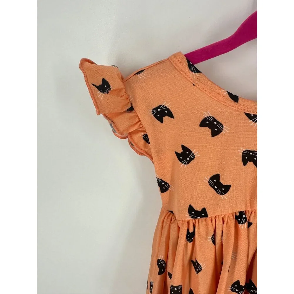 DotDotSmile Girls Dress 6/12 Months Orange with Black Cats New With Tags - Picture 3 of 5